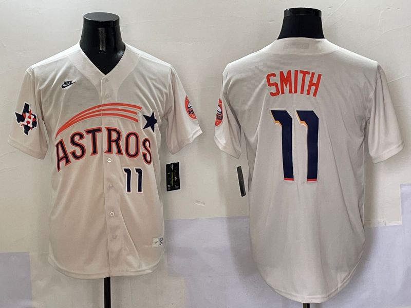 Men Houston Astros #11 Smith Cream Five generations Joint Name 2025 Nike MLB Jersey style 7